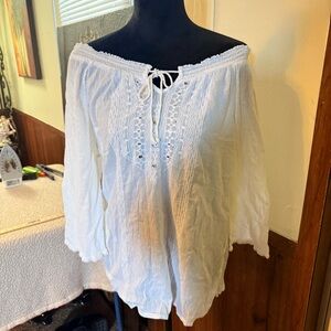 Chic White Lace-Up Blouse